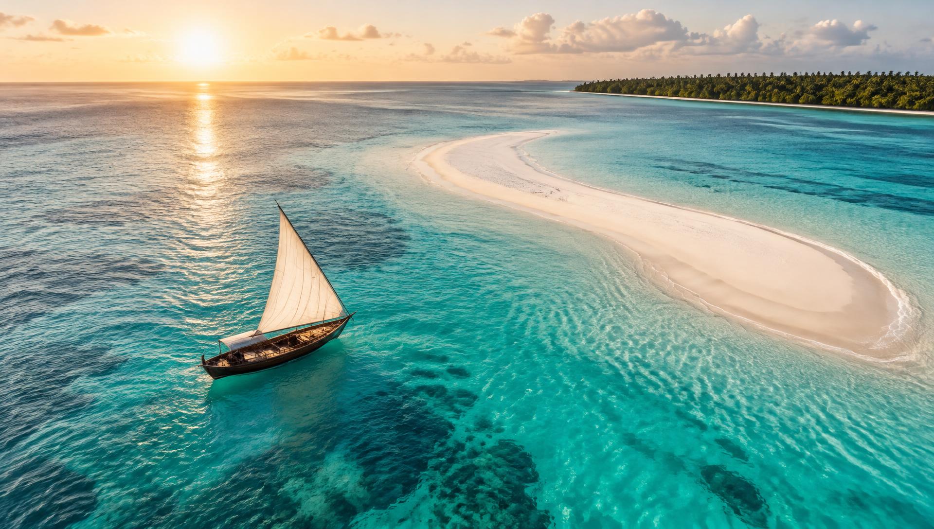 Traditional dhow beside a Zanzibar sandbank